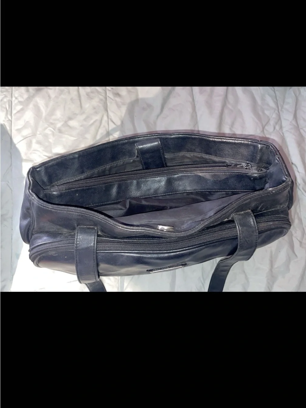 Rosetti Black Leather Laptop Shoulder Bag